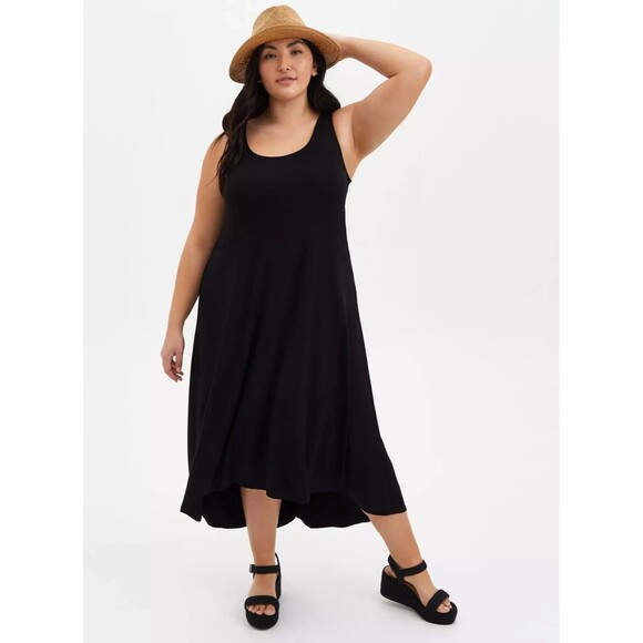Torrid Super Soft Hi Lo Black Maxi Dress Size 4 or 26 Plus EUC - Picture 5 of 7